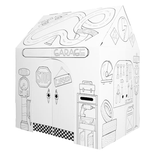 Easy Playhouse Pit Stop Garage Cardboard Playhouse